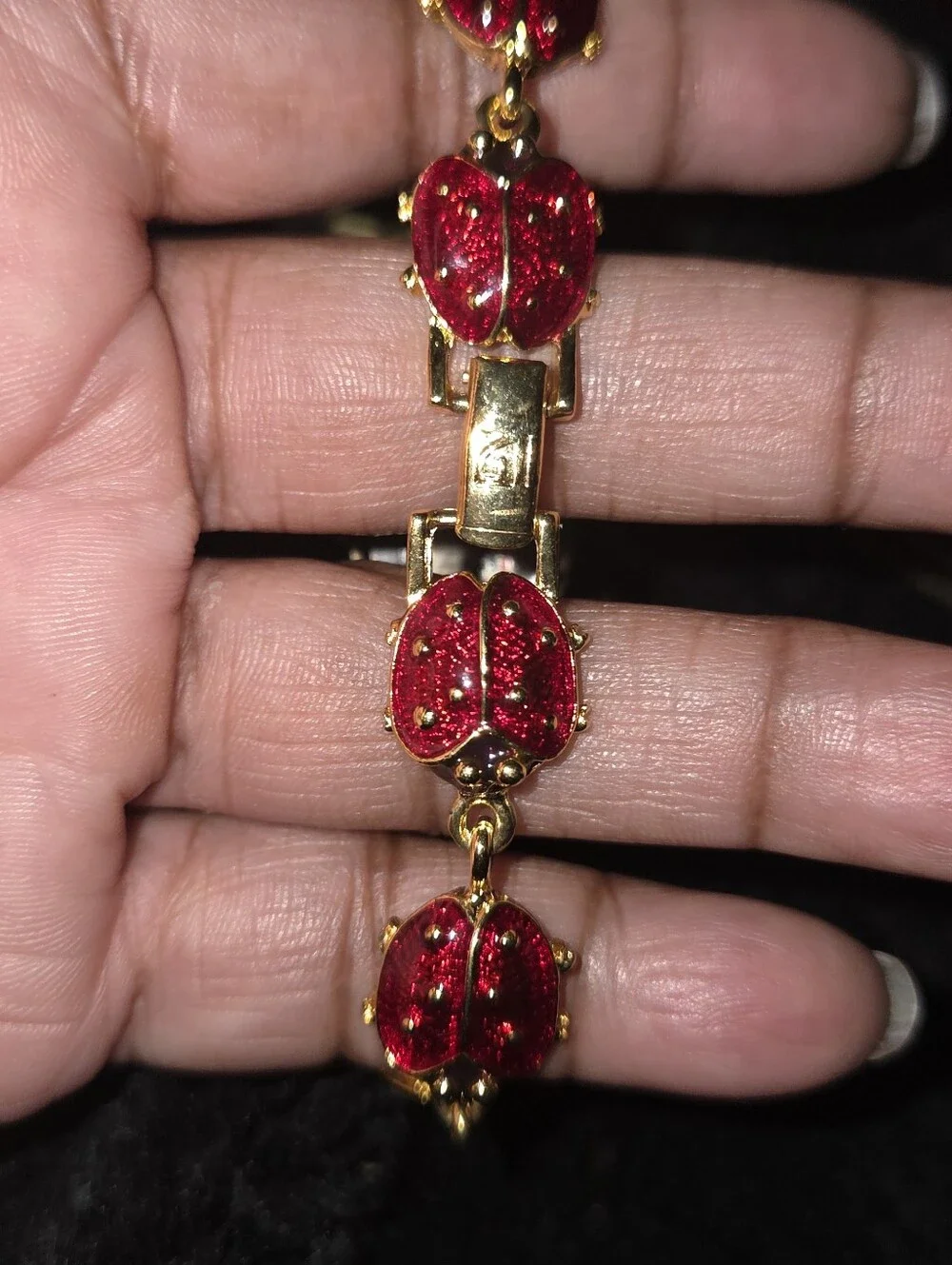 Gruen 208-902-105 Ladybug Bracelet Quartz Women's Watch Sz. 6 1/4.
